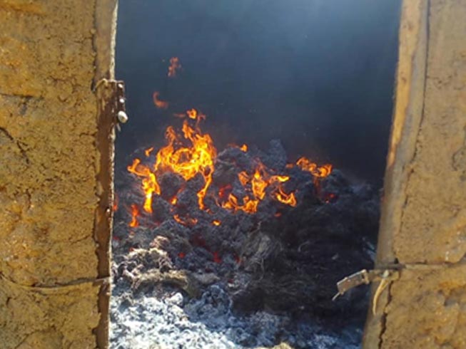 Grain store still burning in Guitsenad